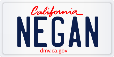 CA license plate NEGAN