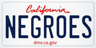 CA license plate NEGROES