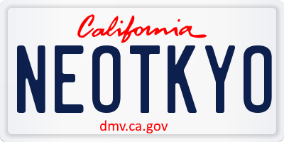 CA license plate NEOTKYO