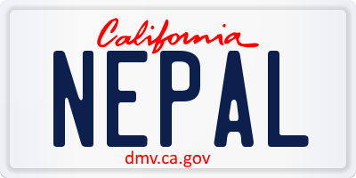 CA license plate NEPAL