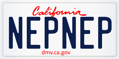 CA license plate NEPNEP