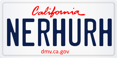 CA license plate NERHURH