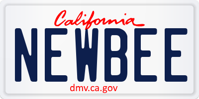 CA license plate NEWBEE