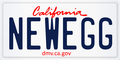 CA license plate NEWEGG