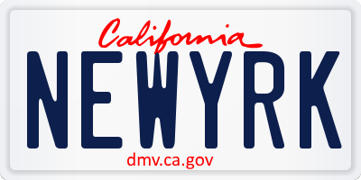 CA license plate NEWYRK