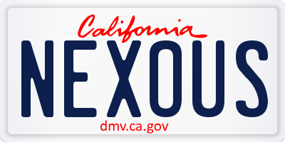 CA license plate NEXOUS