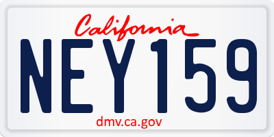 CA license plate NEY159