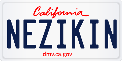 CA license plate NEZIKIN