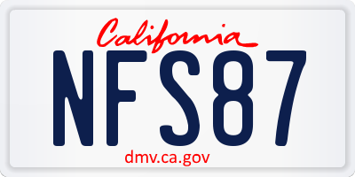 CA license plate NFS87