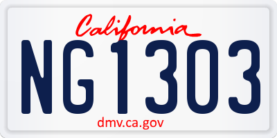 CA license plate NG1303