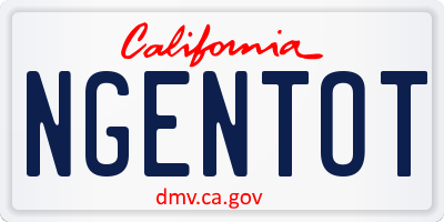 CA license plate NGENTOT