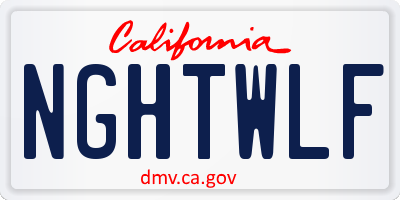 CA license plate NGHTWLF