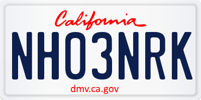 CA license plate NH03NRK