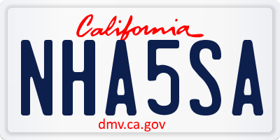 CA license plate NHA5SA