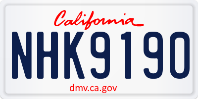 CA license plate NHK9190