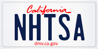 CA license plate NHTSA