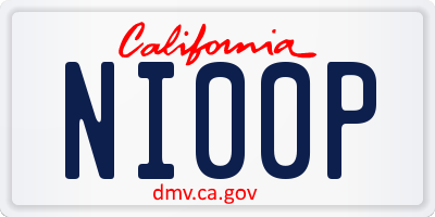 CA license plate NI00P