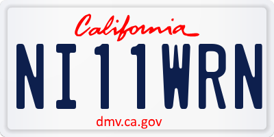 CA license plate NI11WRN