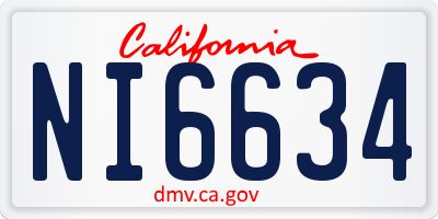 CA license plate NI6634