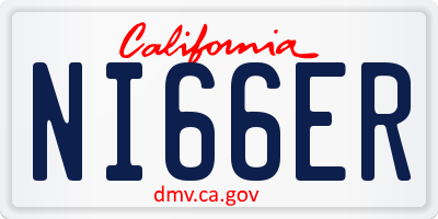 CA license plate NI66ER