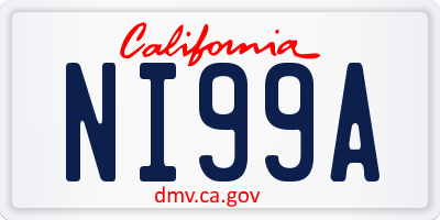 CA license plate NI99A