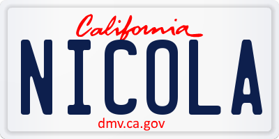 CA license plate NICOLA