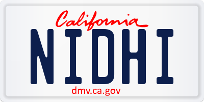 CA license plate NIDHI