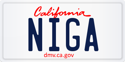 CA license plate NIGA