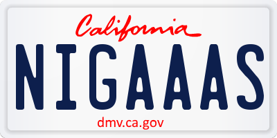 CA license plate NIGAAAS