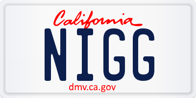 CA license plate NIGG