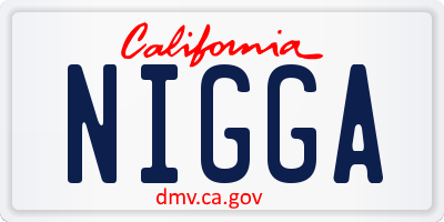 CA license plate NIGGA