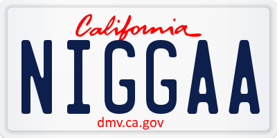 CA license plate NIGGAA