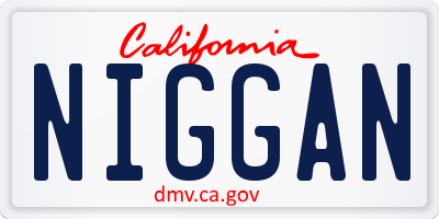 CA license plate NIGGAN