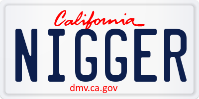 CA license plate NIGGER