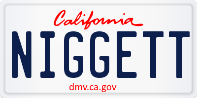 CA license plate NIGGETT