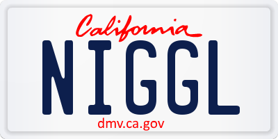 CA license plate NIGGL