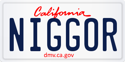 CA license plate NIGGOR