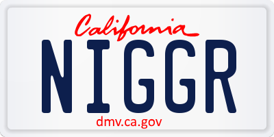 CA license plate NIGGR