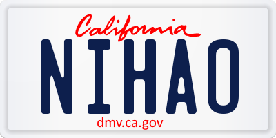 CA license plate NIHAO