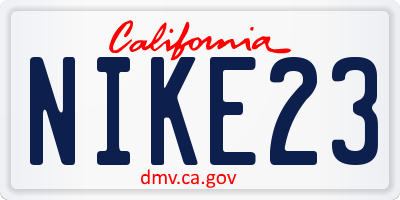 CA license plate NIKE23