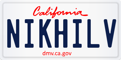 CA license plate NIKHILV