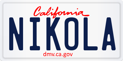 CA license plate NIKOLA