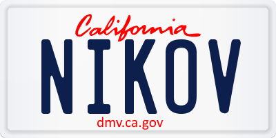 CA license plate NIKOV