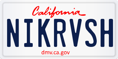 CA license plate NIKRVSH