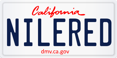 CA license plate NILERED