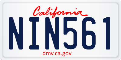 CA license plate NIN561