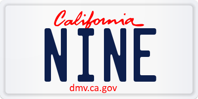 CA license plate NINE