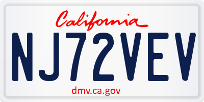 CA license plate NJ72VEV