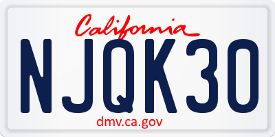 CA license plate NJQK30