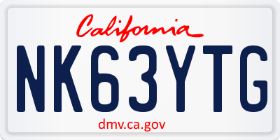 CA license plate NK63YTG